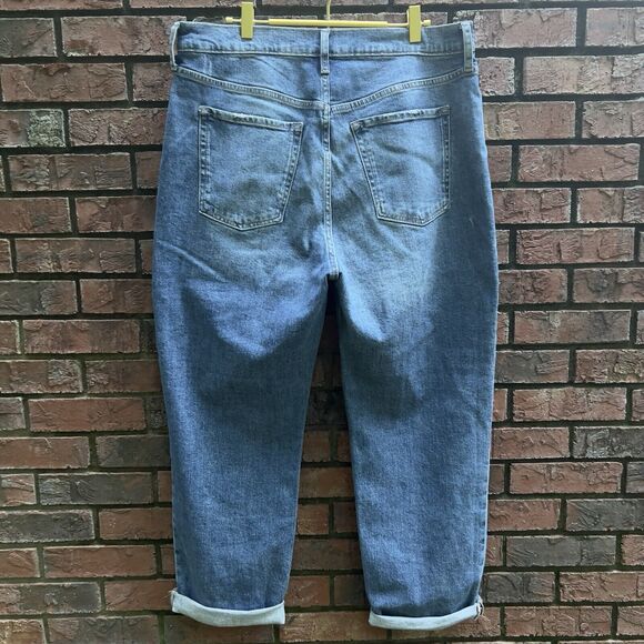 Lot Of 2 Old Navy OG & Sky Hi Straight Jeans Women’s 14 Distressed Med~Lite Wash - Picture 4 of 11